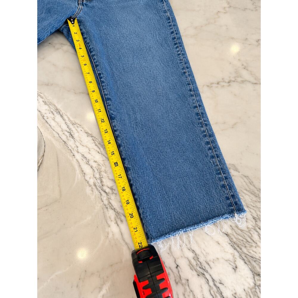 90s Minimalist Capsule Raw Hem Madewell Perfect Vintage Straight Crop Jeans 27 - Picture 8 of 14
